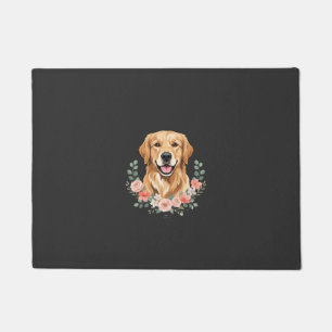 Floral Golden Retriever Dog Portrait Sublimation Doormat
