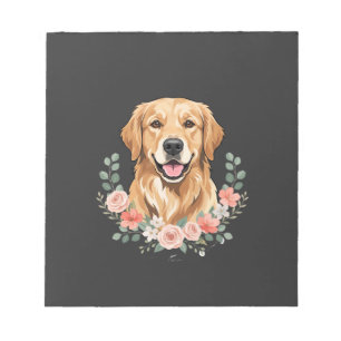 Floral Golden Retriever Dog Portrait Sublimation Notepad