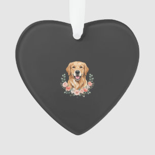 Floral Golden Retriever Dog Portrait Sublimation Ornament
