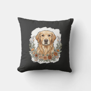 Floral Golden Retriever Sublimation Cushion