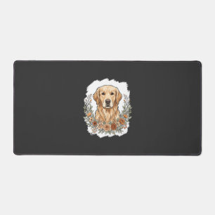 Floral Golden Retriever Sublimation Desk Mat