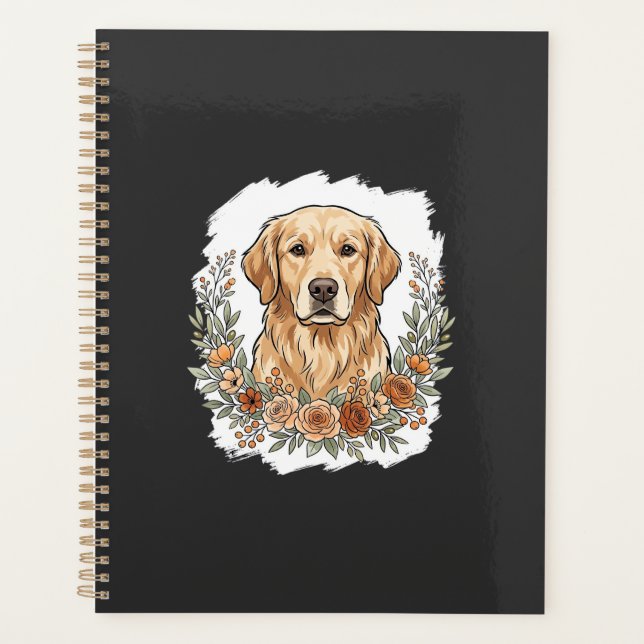 Floral Golden Retriever Sublimation Planner (Front)
