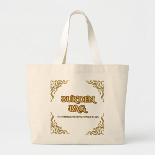FLORAL GOLDEN YELLOW NATURAL COTTON BUR'DEN BEACH LARGE TOTE BAG