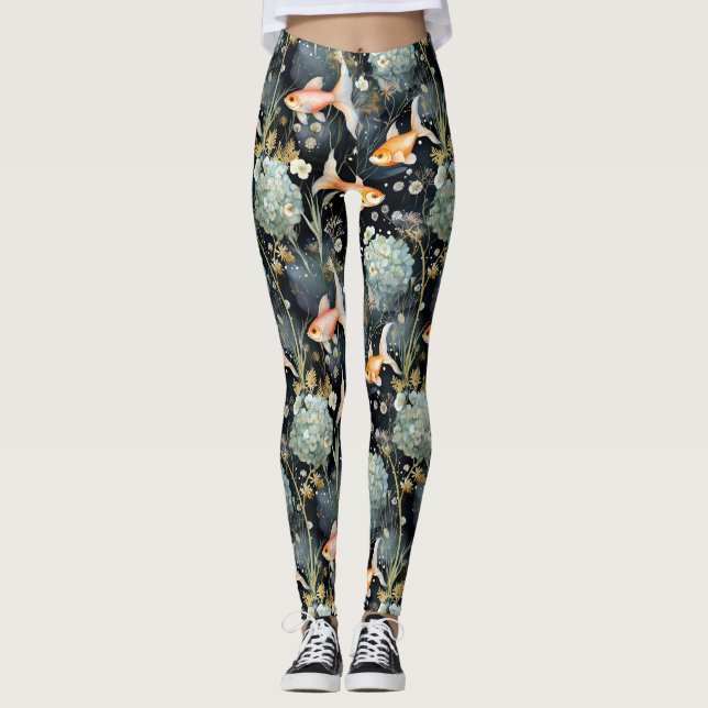 Floral: Goldfish Pond Leggings (Front)
