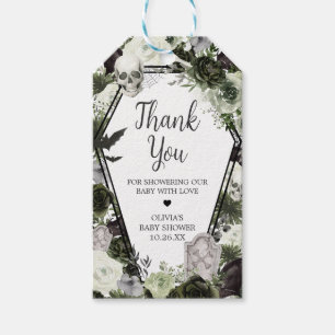 Floral Gothic Baby Shower Favour Tags