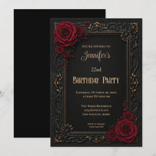Floral Gothic Birthday Invitation
