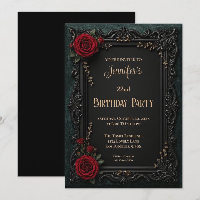Floral Gothic Birthday Invitation (Front/Back)