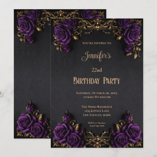Floral Gothic Birthday Invitation