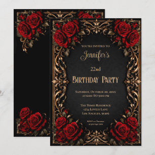 Floral Gothic Birthday Invitation