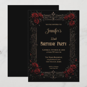 Floral Gothic Birthday Invitation