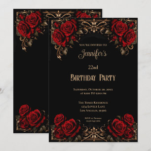 Floral Gothic Birthday Invitation