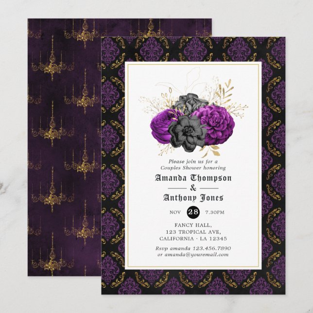 Floral Gothic Couples Shower Invitation (Front/Back)