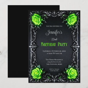 Floral Gothic Floral Birthday Invitation