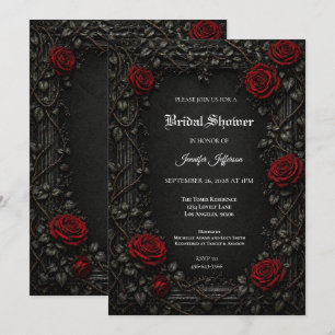 Floral Gothic Halloween Bridal Shower invitation