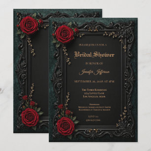 Floral Gothic Halloween Bridal Shower invitation