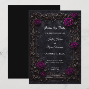 Floral Gothic Halloween Save the date invitation