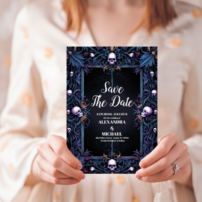 Floral Gothic Halloween Wedding Save The Date (Creator Uploaded)