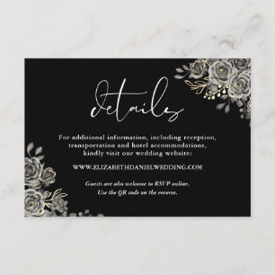 Floral Gothic QR Code Wedding Details Enclosure Card
