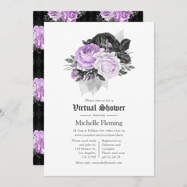Floral Gothic Virtual Bridal Shower Invitation (Front/Back)