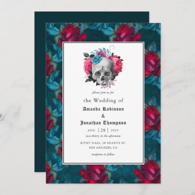 Floral Gothic Wedding Invitation (Front/Back)