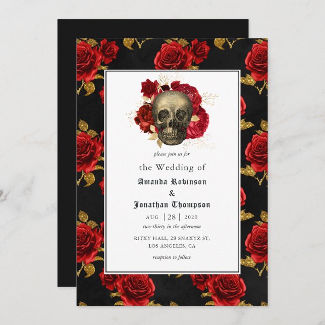 Floral Gothic Wedding Invitation (Front/Back)
