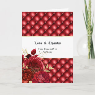 Floral Gothic Wedding Photo Thank You Card