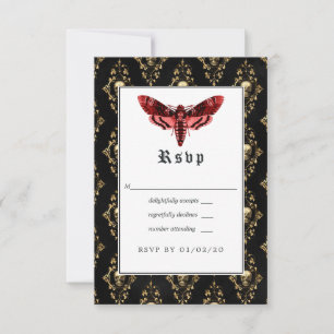 Floral Gothic Wedding RSVP Card