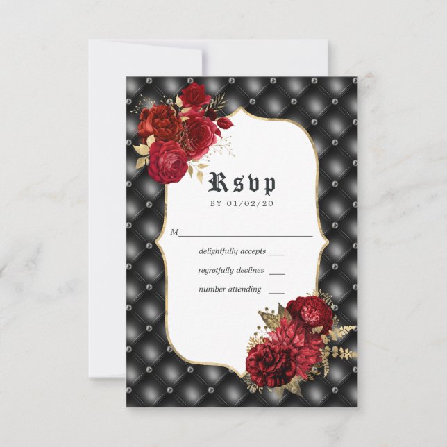Floral Gothic Wedding RSVP Card (Front)