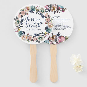 Floral Grace Wedding Program Hand Fan