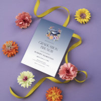 Floral Grad Hat Graduation Brunch Invitation