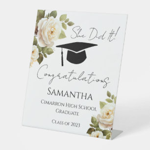 Floral Grad Party Congratulations 2023 Pedestal Sign
