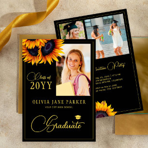 Floral graduate photo collage graduation party invitation
