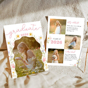 Floral Graduation Announcement Photo Invitation