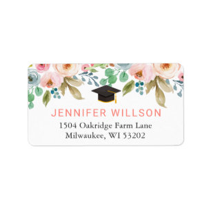 Floral Graduation Cap Party Favour Label
