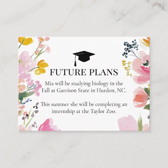 Floral Graduation Future Plans Invitation Insert (Front)
