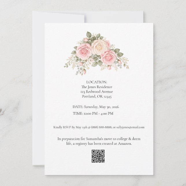 Floral Graduation Invitation (Back)