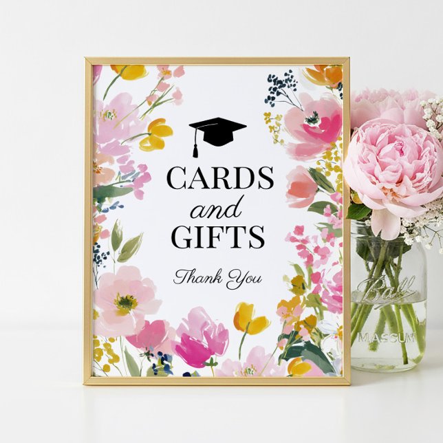 Floral Graduation Party Cards and Gifts Sign (Creator Uploaded)