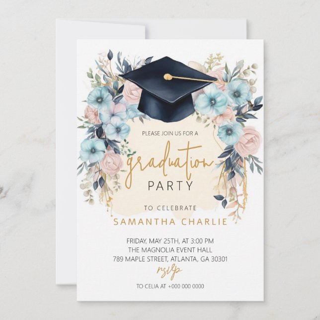 Floral Graduation Party Invitation (Front)