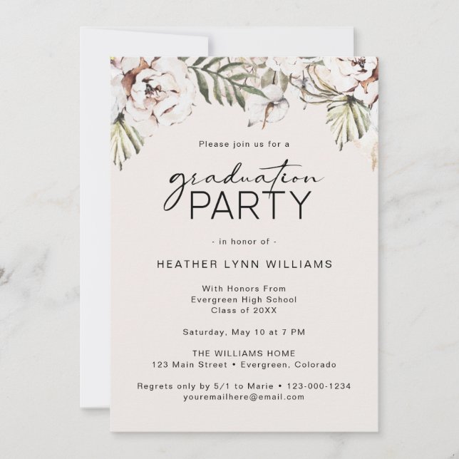 Floral Graduation Party Invitation (Front)