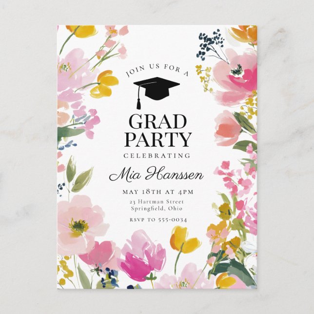 Floral Graduation Party Invitation (Front)