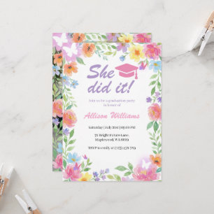 Floral Graduation Party Invitation for Girl