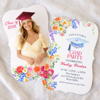 Floral Graduation Party Invitation Template 