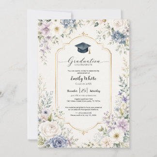 Floral Graduation Party Invite Announcement