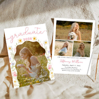 Floral Graduation Party Photo Invitation