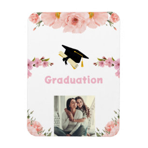 Floral Graduation Photo Party Magnet
