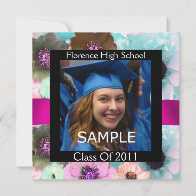 FLORAL GRADUATION PHOTO TEMPLATE MONOGRAM (Front)