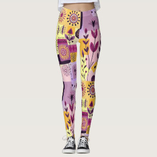 Floral graffiti leggings