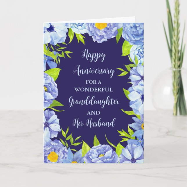 Floral Granddaughter and Her Husband Anniversary Card (Front)