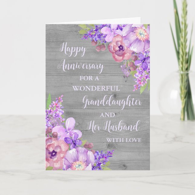 Floral Granddaughter and Her Husband Anniversary Card (Front)