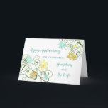 Floral Grandson and His Wife Anniversary Card<br><div class="desc">Happy wedding anniversary card for grandson and his wife with pretty spring flowers,  and heartfelt verse.</div>